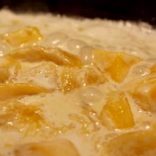 polpette con mango in cottura